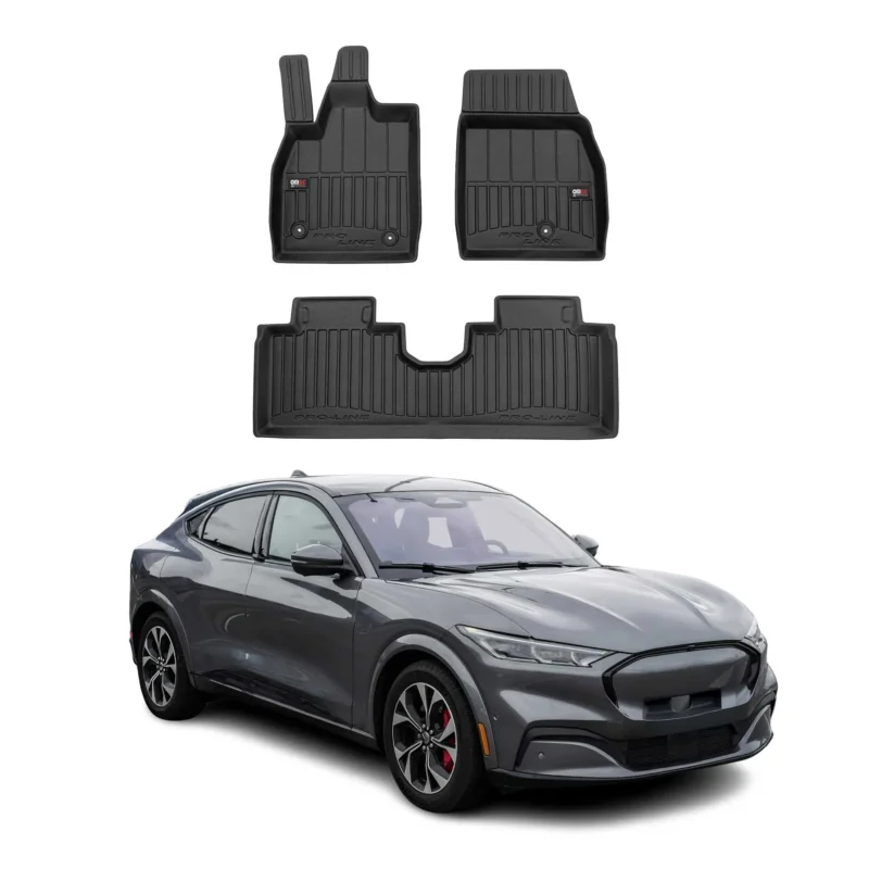 OMAC Gummi Fußmatten für Ford Mustang Mach-E 2020-2026 Premium Gummi Schwarz 3x