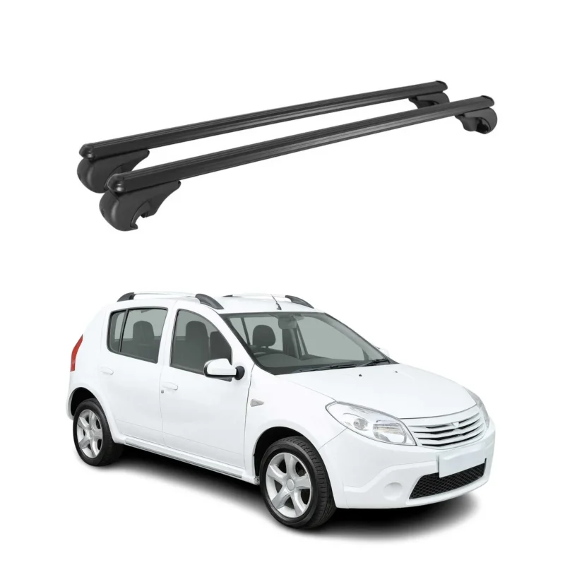 Dachträger Grundträger für Dacia Sandero Stepway I 2009-12 TÜV Alu Schwarz 2x