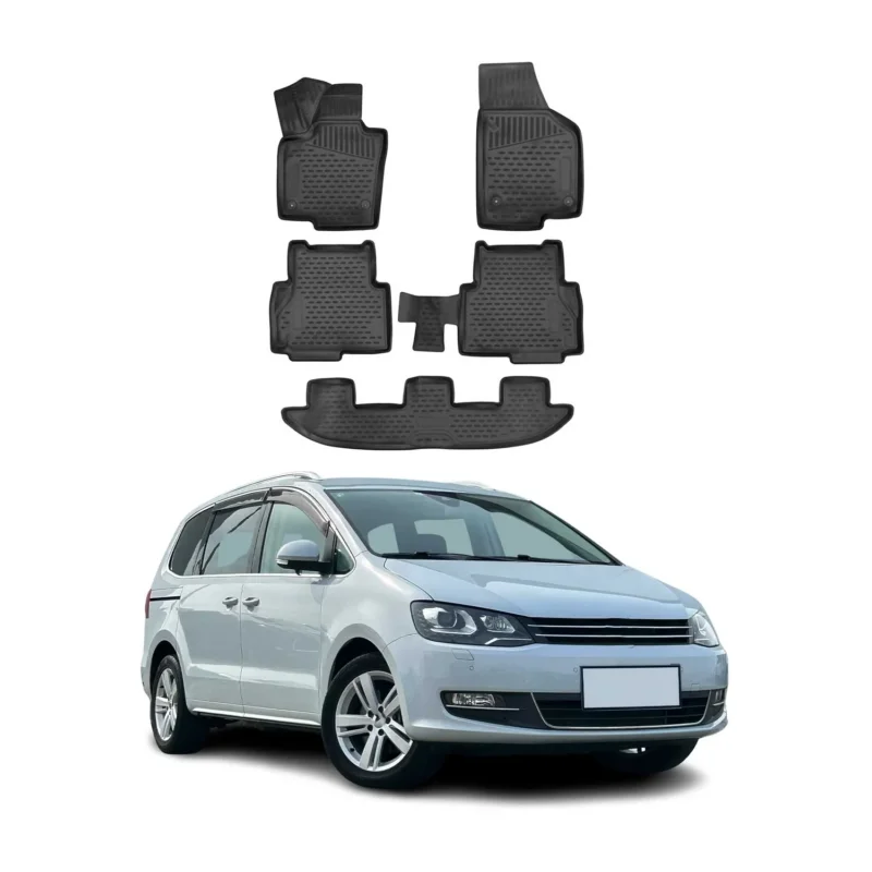 OMAC Gummimatten Fußmatten für VW Sharan 2010-2023 TPE Automatten Schwarz 5x