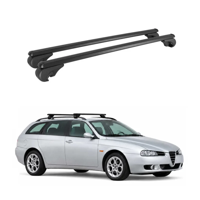 Dachträger Grundträger für Alfa Romeo 156 Crosswagon 2004-2007 TÜV Alu Schwarz