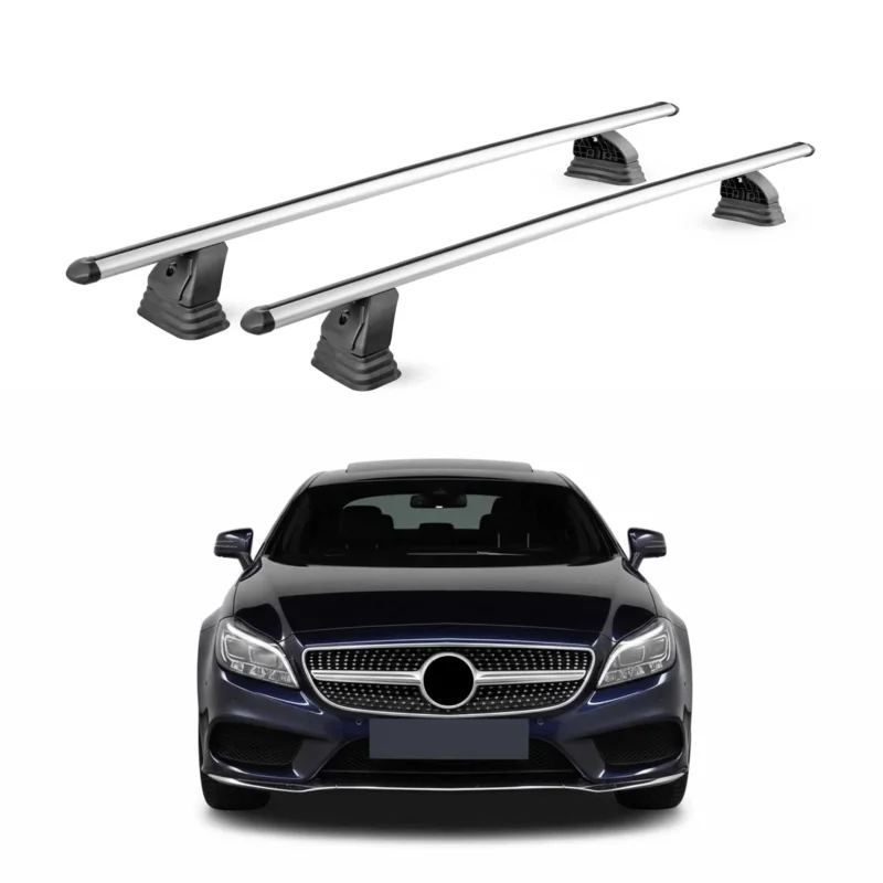Alu Dachträger für Mercedes CLS C218 X218 2011-2018 TÜV T-Nut 75 kg 2tlg Silber
