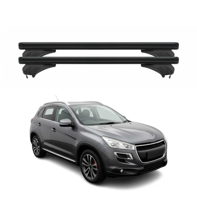 Menabo Dachträger Grundtäger für Peugeot 4008 2012-2017 Aluminium Schwarz 2 tlg