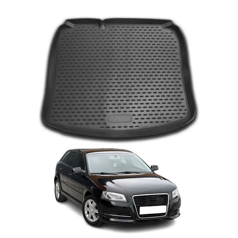 Kofferraummatte Kofferraumwanne für Audi A3 8P1 8PA 2003-2013 Gummi TPE Schwarz