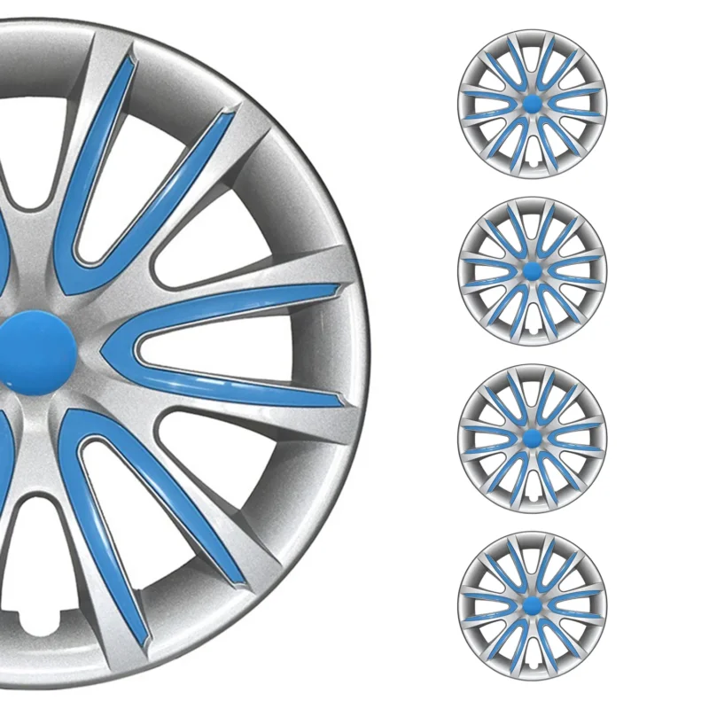 4x Radkappen Radzierblenden Radblenden für 16" Zoll Stahlfelgen Grau Blau