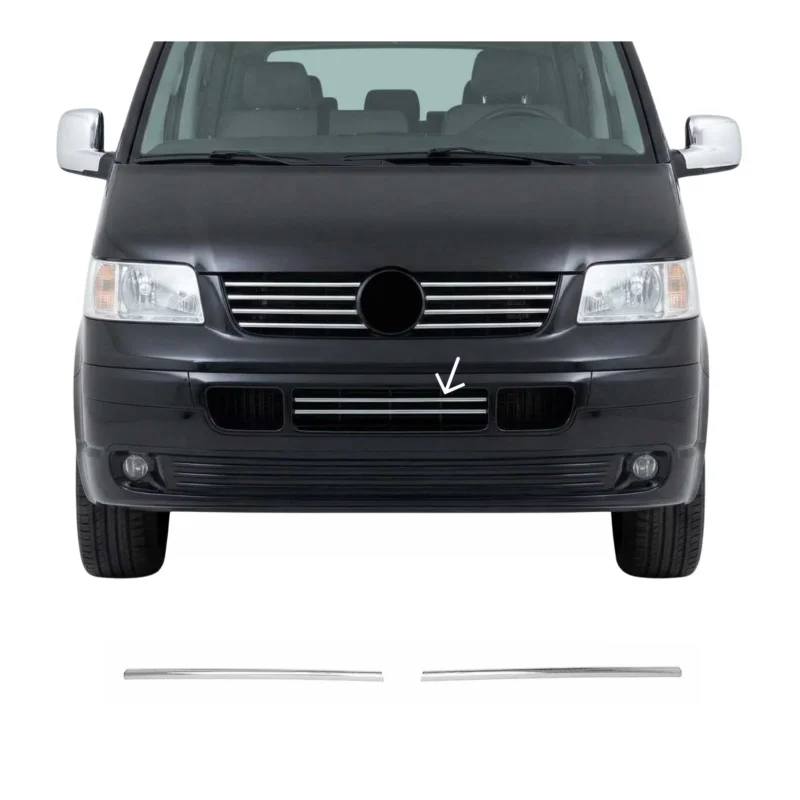 Grillleisten Kühlergrill Leiste für VW Transporter T5 2003-10 Edelstahl Chrom 2x