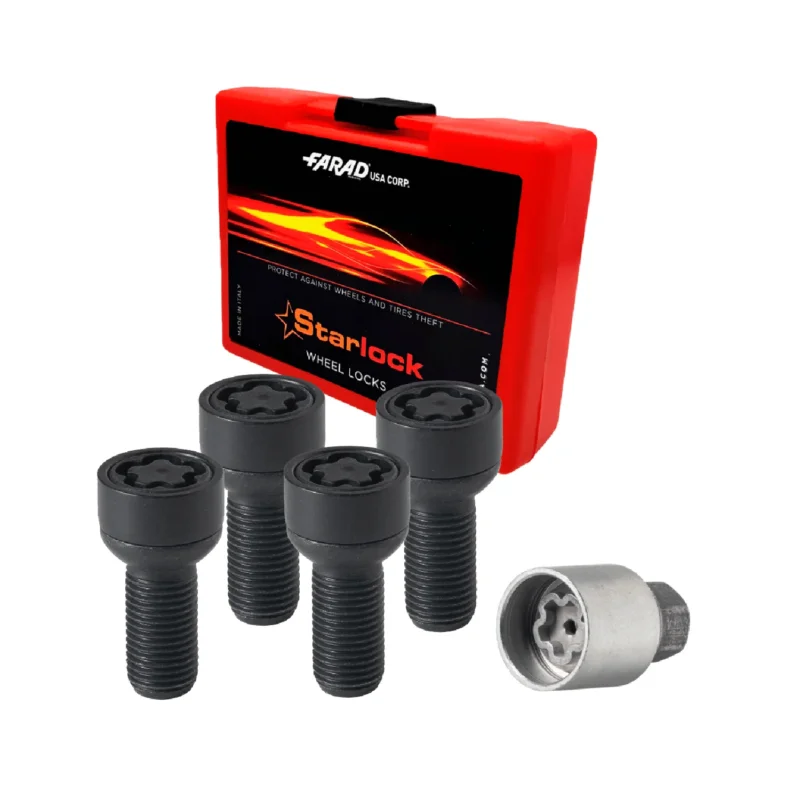 Radschloss Satz für Audi A1/ A2/ A3/ A4/ A5/ A4 Allroad Schwarz 4x M14X1.5
