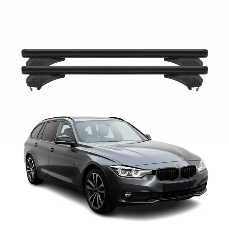 Menabo Dachträger Grundtäger für BMW 3er F31 Touring 2012-2018 Alu Schwarz 2 tlg