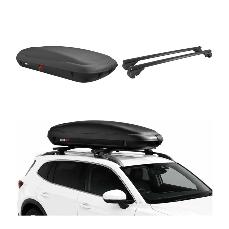 Carbonlook Dachbox 400L + Alu Dachträger VW Touran II 2015-2026 Schwarz