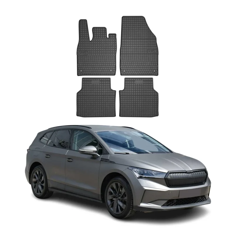 OMAC Gummi Fußmatten für Skoda Enyaq 2020-2026 Automatten Gummi Schwarz 4tlg