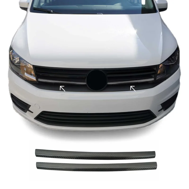 Kühlergrill Leisten Grillleisten für VW Caddy 2015-2020 Echt Carbon Schwarz 2x