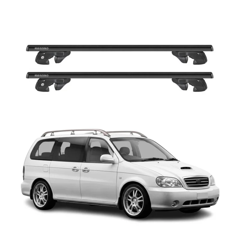Dachträger Grundtäger für Kia Carnival I 1998-2005 Alu 90kg TÜV Schwarz 2tlg
