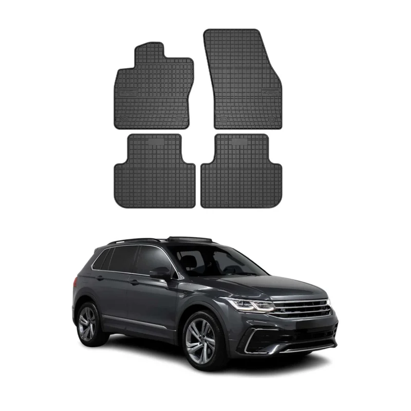 OMAC Gummi Fußmatten für VW Tiguan 2016-2024 Automatten Gummi Schwarz 4tlg