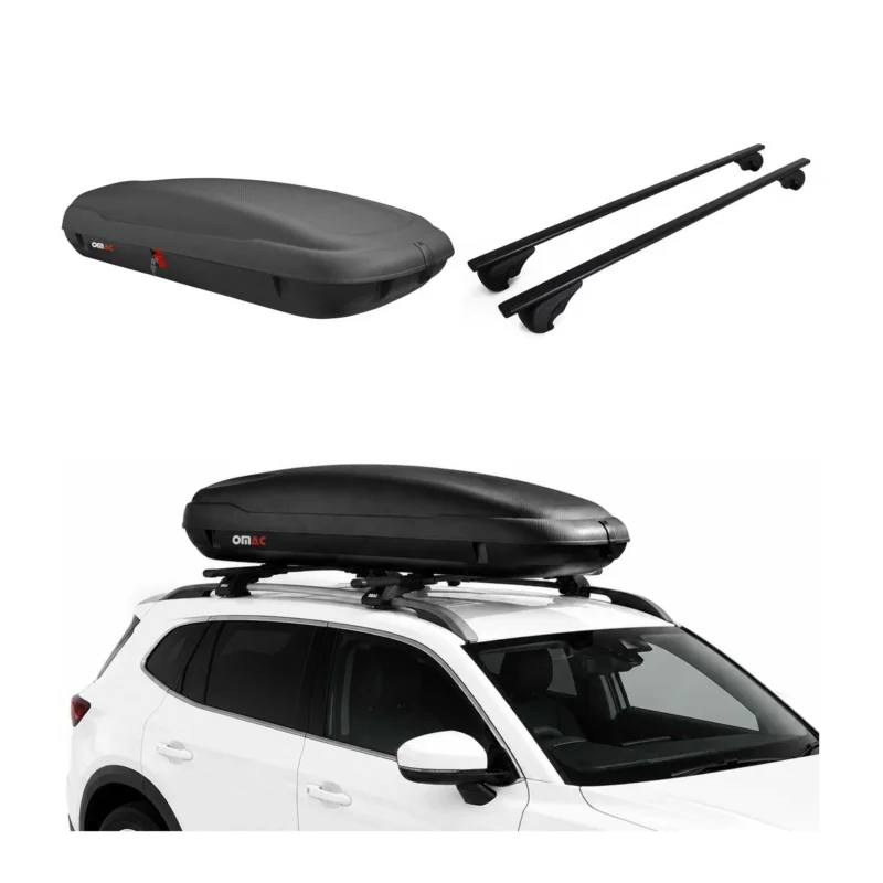 Carbonlook Dachbox 400L + Dachträger VW Tiguan II 2016-2023 Schwarz Abschließbar