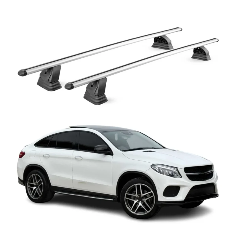 Alu Dachträger für Mercedes GLE Coupè C292 2015-2019 TÜV T-Nut 75 kg 2tlg Silber