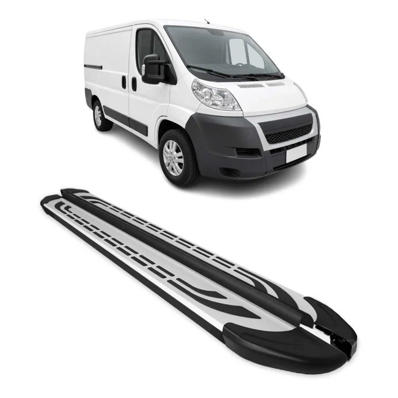 Trittbretter Seitenschweller für Fiat Ducato 2006-2026 L1 Schwarz Aluminium 2tlg