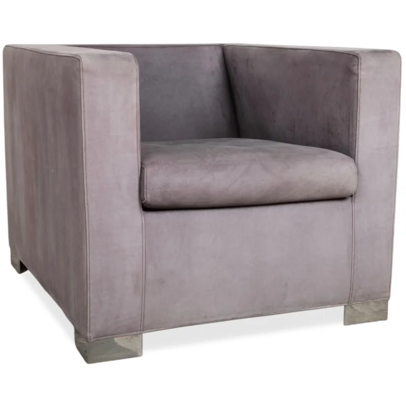 Minotti Suitcase Sessel Wildleder Chrom Grau Flieder