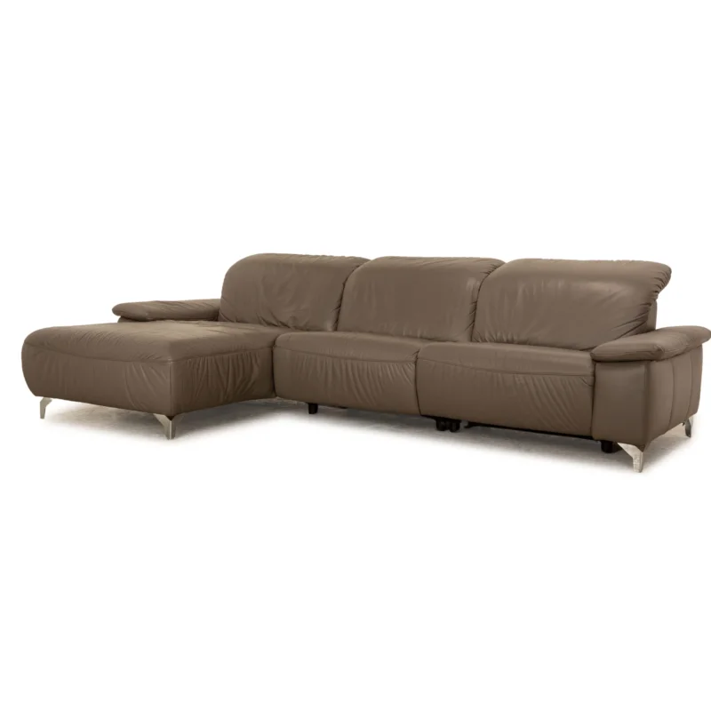 Musterring Leder Ecksofa Grau Taupe elektrische Funktion Recamiere Links Sofa Couch