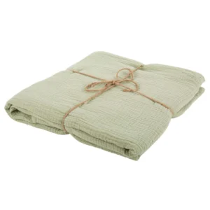 Nappe en gaze de coton pour mariage thème bohème vert sauge