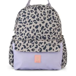Liewood Rucksack Lennon in Mega Leo Mist Mix mit Laptopfach, Flaschentasche und gepolsterten Schultergurten von vorne.