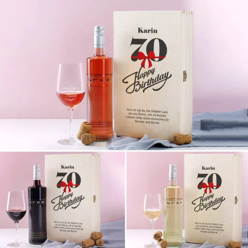 personalisiertes Weingeschenkset zum 70. Geburtstag