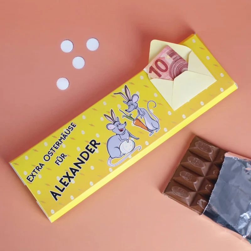 XL-Schokolade "Extra Ostermäuse" mit Wunschname