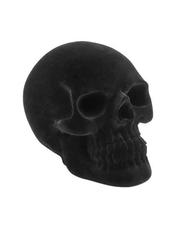 Halloween Totenkopf klein schwarz Samteffekt Deko 9,5x15x11 cm