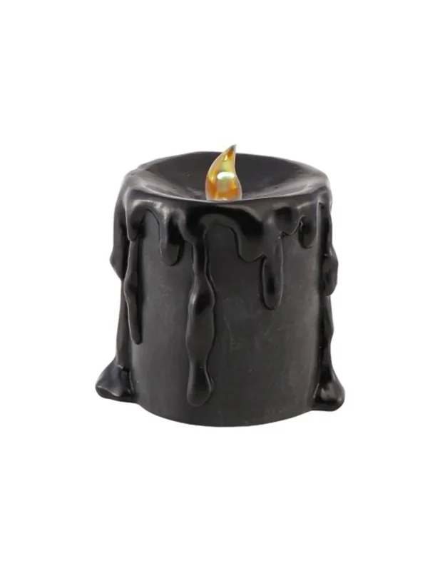 LED-Kerze Schwarz aus Resina 9,5 x 9 x 10 cm Halloween Dekoartikel