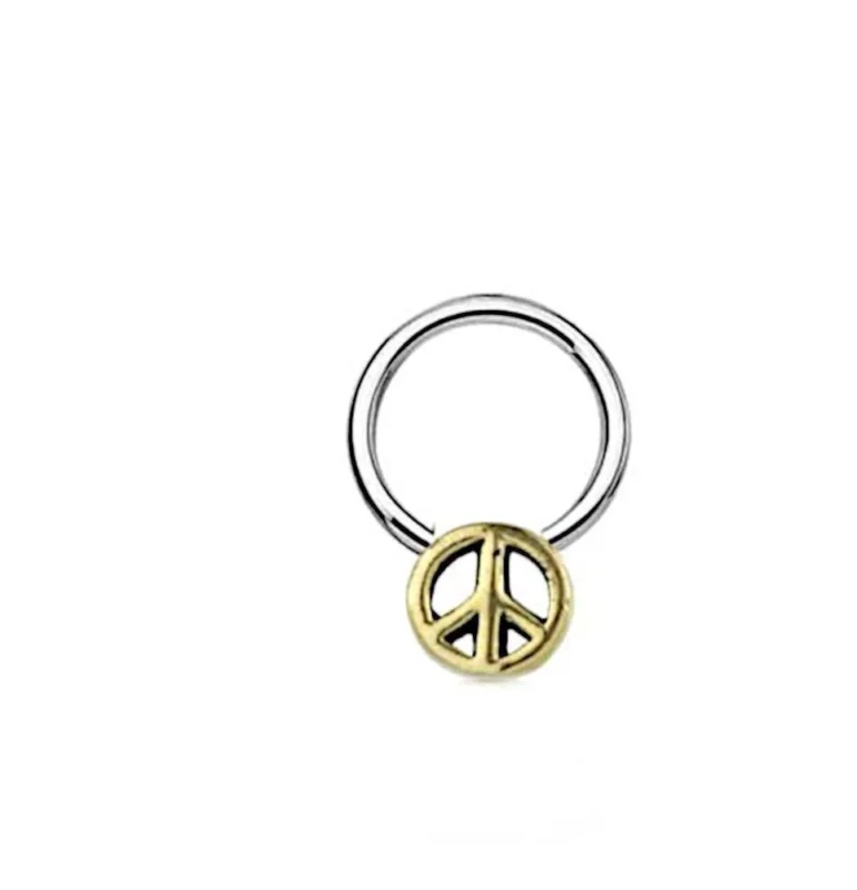 Piercing Klemmkugel Ring Brass Edelstahl Peace Zeichen - chic - net.de