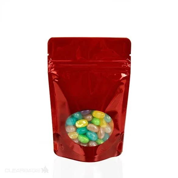 Stand Up Pouches Red with oval Window 13x7x20.5cm | 113 grams