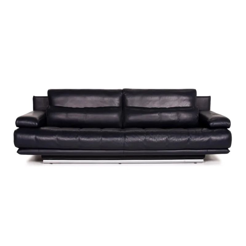 Rolf Benz 6500 Leder Sofa Blau Dunkelblau Dreisitzer Funktion Couch #14779