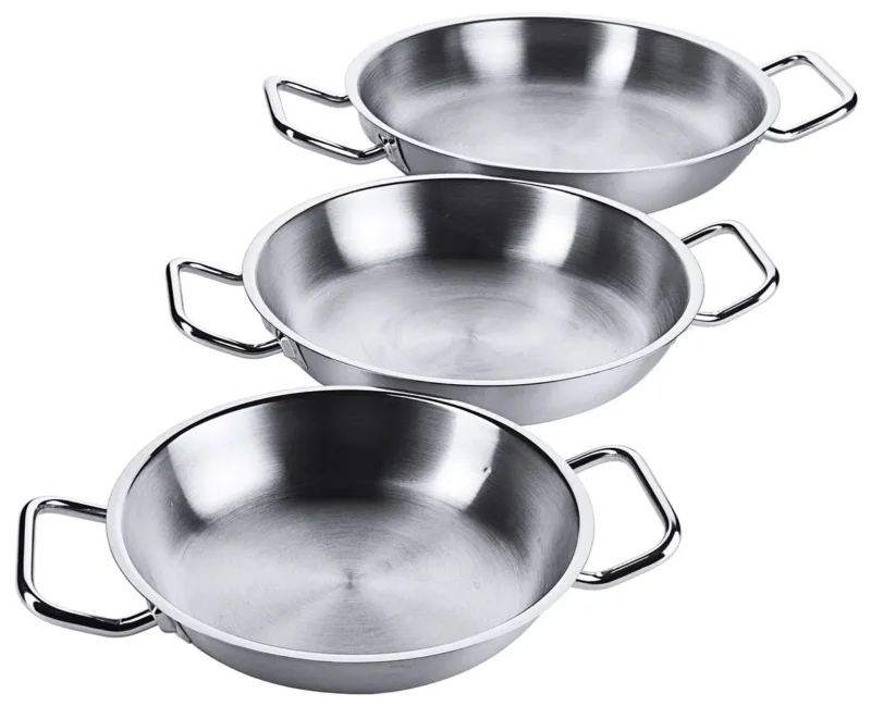 Edelstahl Bratpfanne mit zwei seitlichen Kaltgriffen & Schüttrand Ø 20-80cm - CPGASTRO