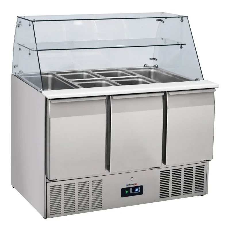 Casselin Saladette mit Glasvitrine 3 Türen GN 1/1