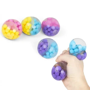 Balle anti-stress Scrunchems ASMR pour enfant multicolore transparente à billes colorées