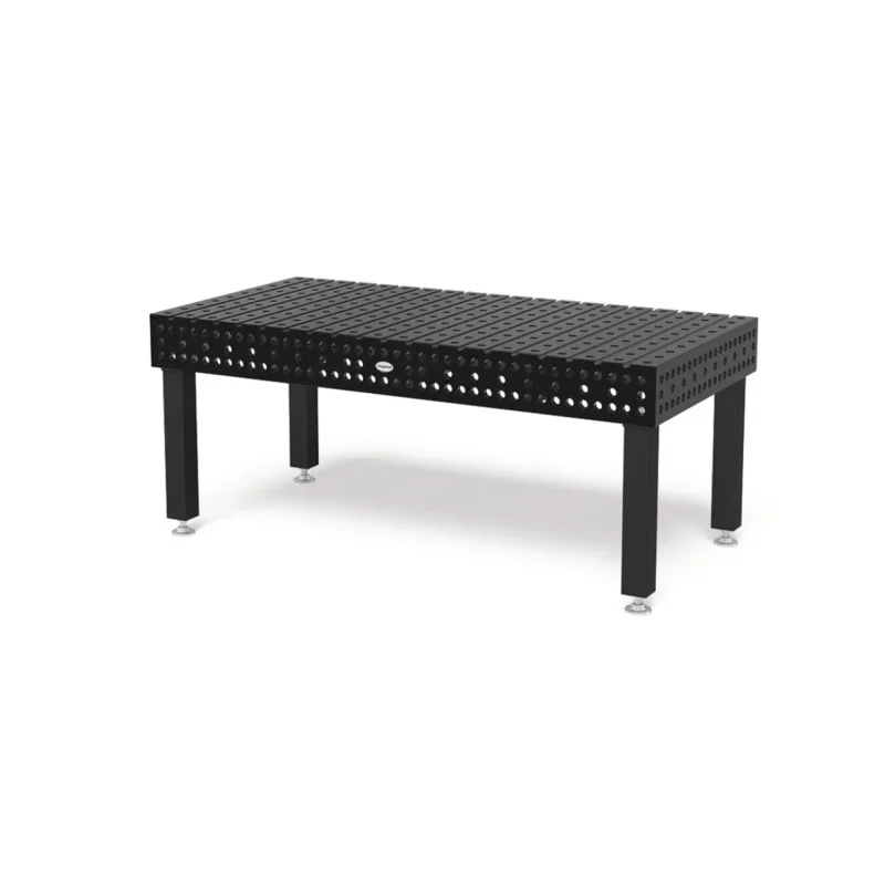 Produktansicht von Siegmund Nutentisch 1500 x 1500 x 200 mm Hexagon 8.7 System 28 Plasmanitriert, Quernuten höhenverstellbar 550-750 mm mit Lenkrolle und Feststellbremse