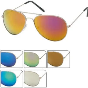 Sonnenbrille Pilotenbrille 400 UV verspiegelt golden Doppelsteg pink grün gelb blau - chic - net.de