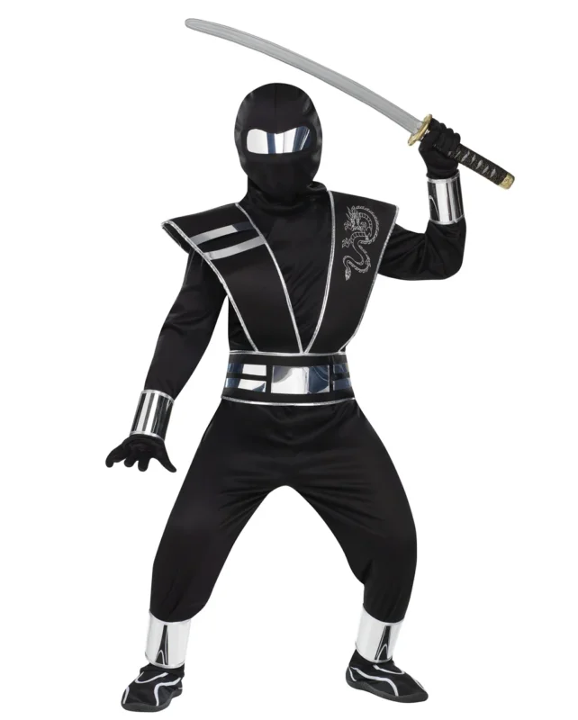 Kinder Ninja Kostüm mit Spiegel Effekt