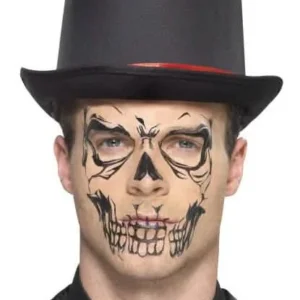Tatouage transfert squelette pour adulte noir Halloween