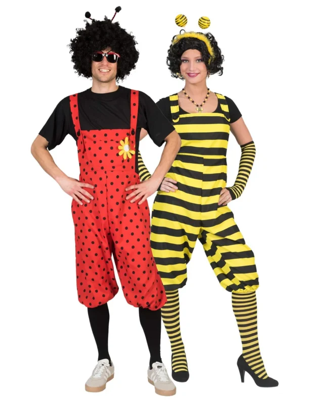 Marienkäfer- und Bienen-Paarkostüm rot gelb schwarz