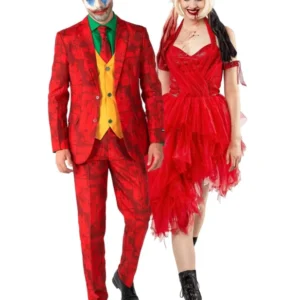 Joker™ und Harley Quinn™ Paarkostüm rot