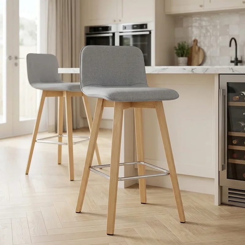 Stoff Holzbarhocker - Tide Grau