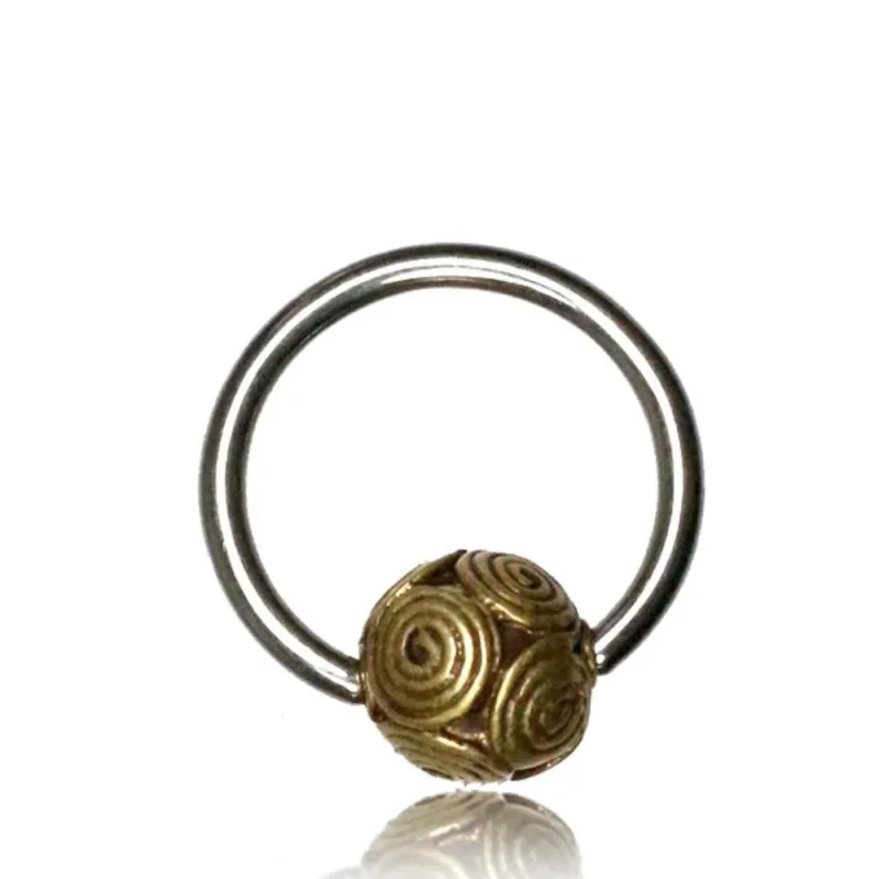 Universal Piercing Klemmkugel Ring silbern golden Brass Spiralenkugel Septum Helix Tragus - chic - net.de