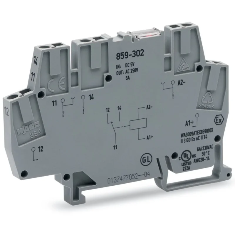 WAGO - Schaltrelais Relaismodul 859-305 DC 48 V,1W,grau − 10 Stück