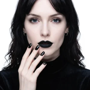 1 in 2 Schwarzer Nagellack und Lippenstift für Erwachsene Halloween