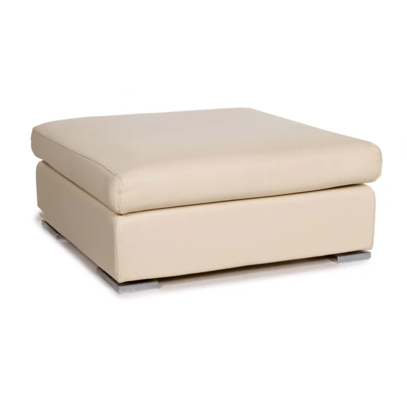 Who's Perfect Leder Hocker Creme Ottoman #13257