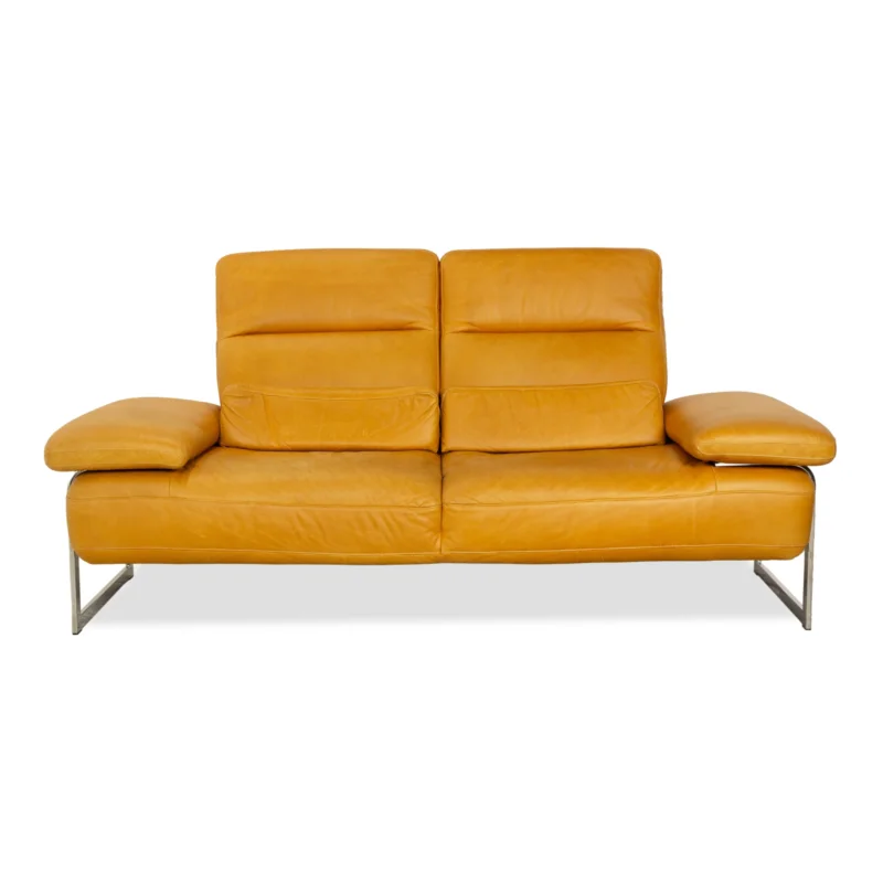 Willi Schillig Trovatoore Leder Zweisitzer Gelb Senf manuelle Funktion Sofa Couch