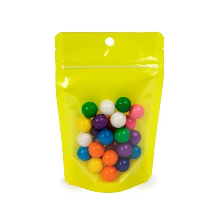Stand Up Pouches Transparent/Neon Yellow 10,2x6x15,2 cm